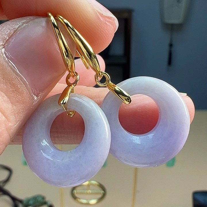 翡翠耳饰银S925镶嵌耳饰