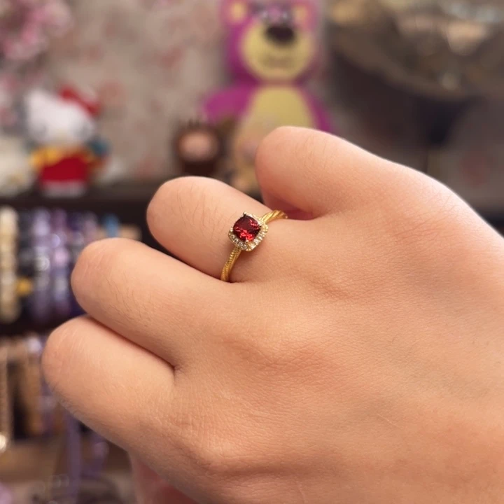 石榴石戒指银S925镶嵌