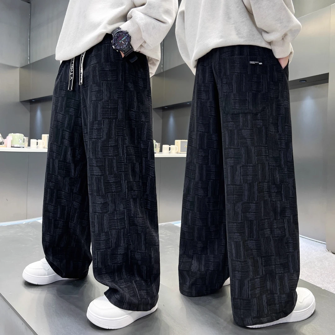 儿童装男童秋装裤子2025新款中大童春秋款男孩长裤秋季直筒运动裤