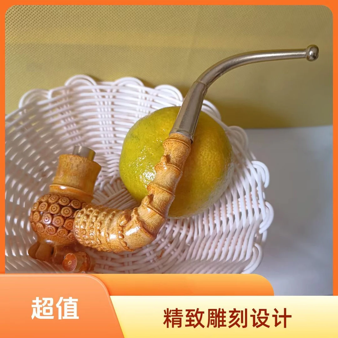 贵州竹子雕刻烟斗传统手工艺品一弯烟杆老巴斗气质网红时尚百搭