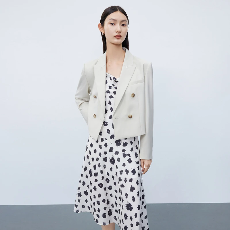 【专柜甄选】LILY秋新款绵羊毛复古双排扣气质西装外套123330C2115