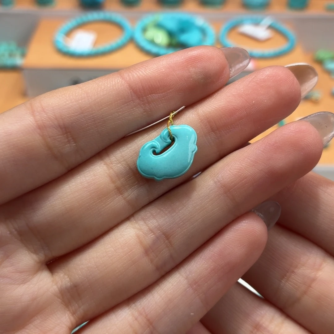 绿松石未镶嵌珠宝奇石平安如意锁