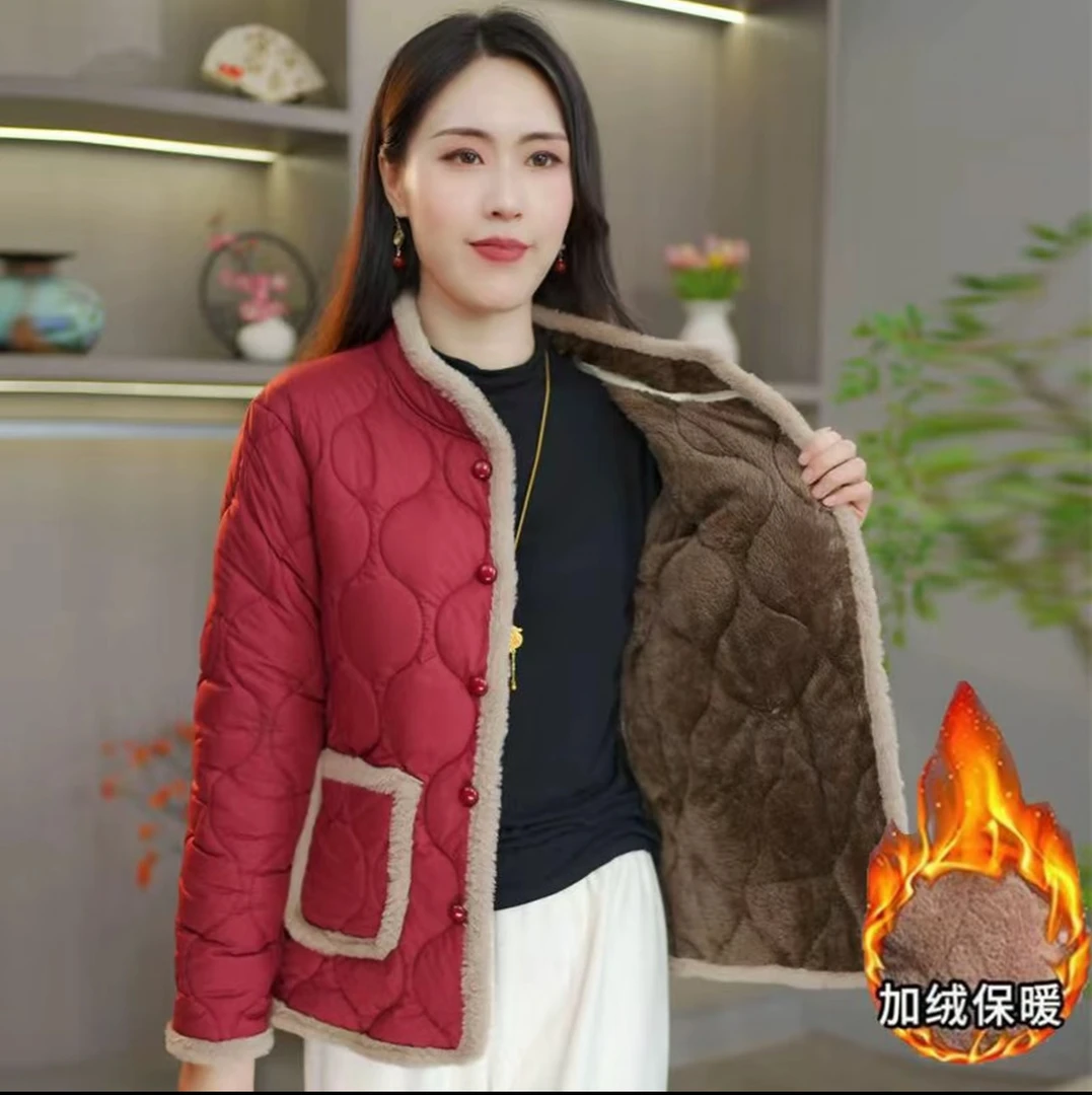 新款妈妈棉袄冬季秋冬加绒时尚中老年休闲棉服加厚外套棉衣保暖