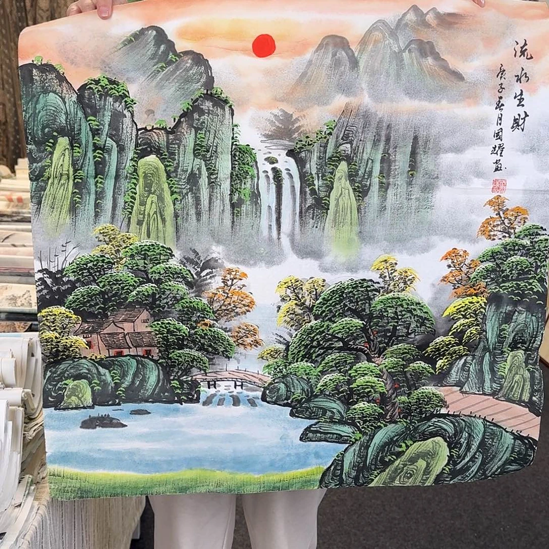 纯手绘国画作品好看斗方