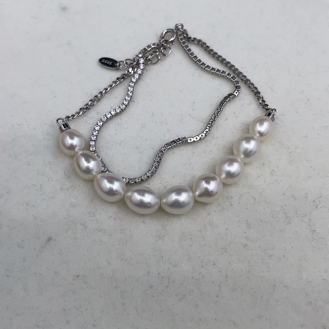 淡水珍珠手链银S925镶嵌