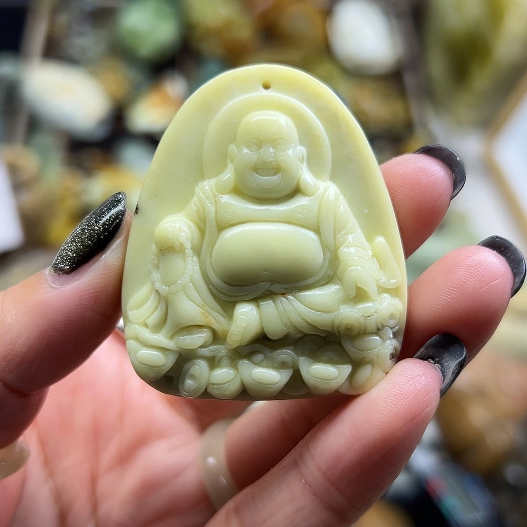 未镶嵌岫玉颈饰辽阳料水草佛