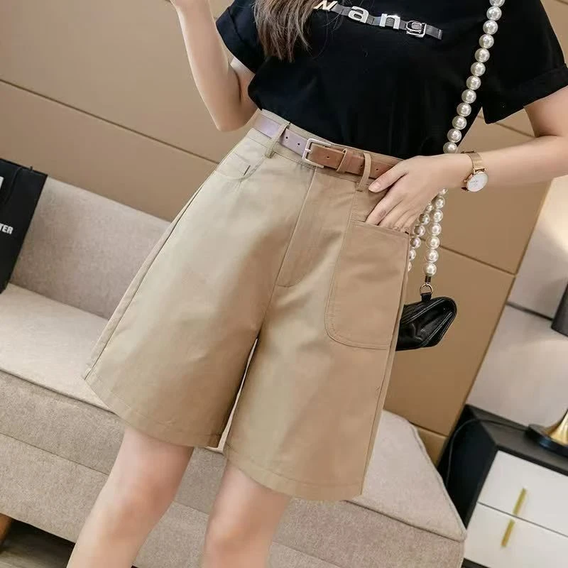 港味西装短裤女夏季薄款2025新款高腰宽松阔腿五分裤休闲直筒中裤