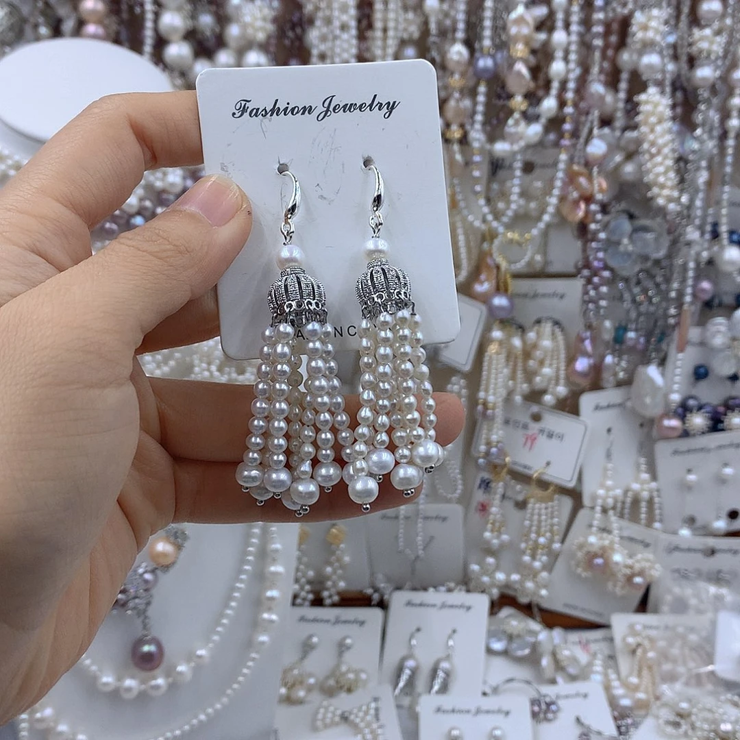 让***去银S925镶嵌淡水珍珠项链耳饰