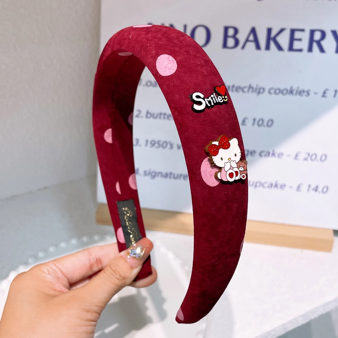 B-0776（满10米飞）cmy 1个红色波点粉猫发箍儿童碎发发箍   发圈