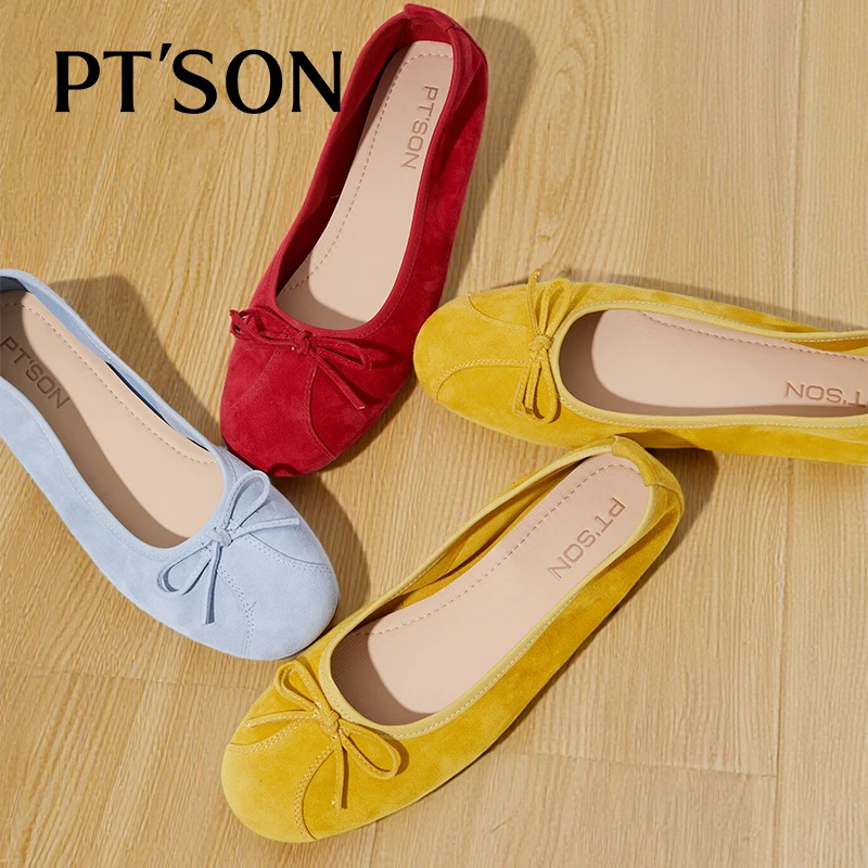 百田森夏日不累脚小单鞋女2025新款舒芙蕾超软羊皮芭蕾鞋子配裙子