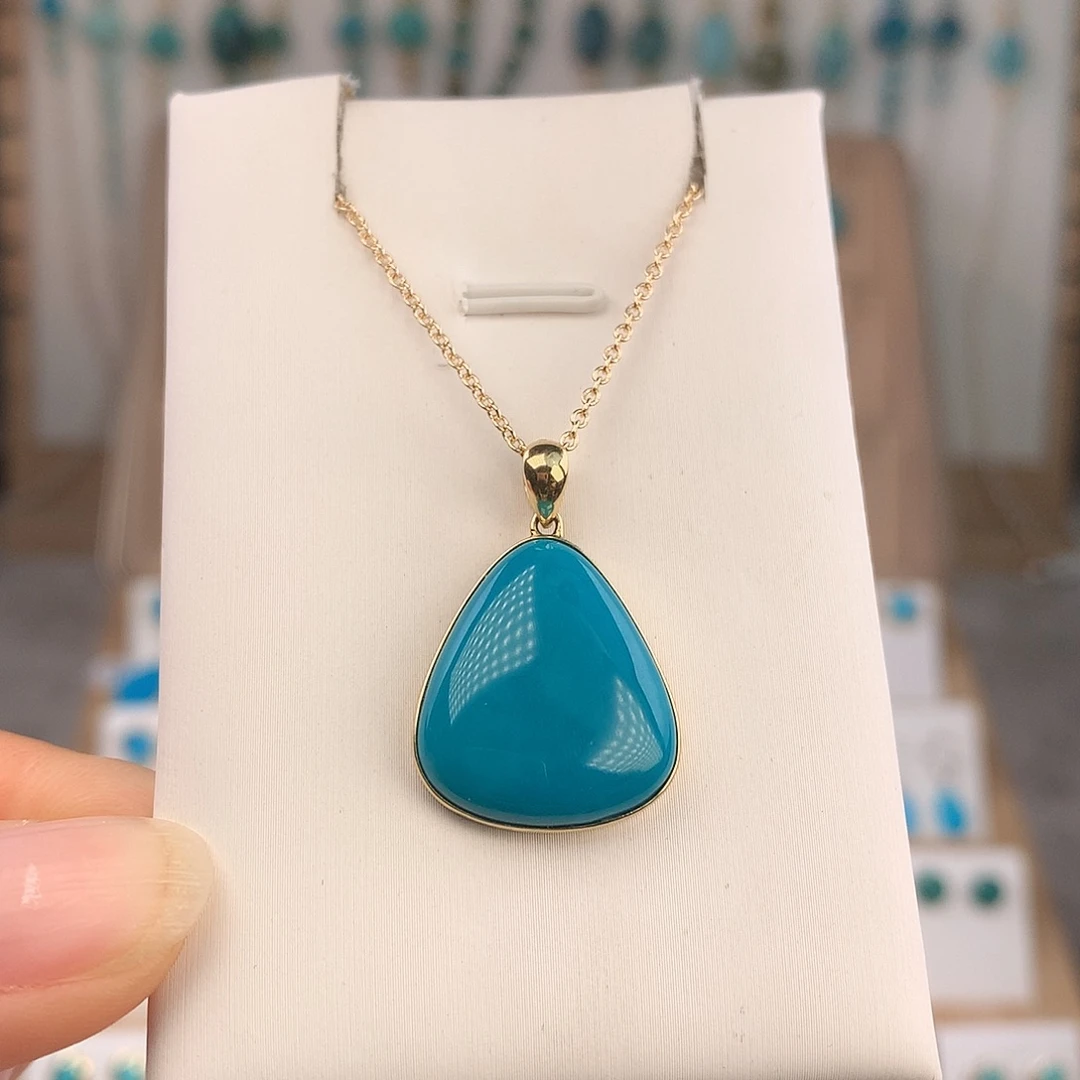 绿松石18K金镶嵌吊坠(不含链)