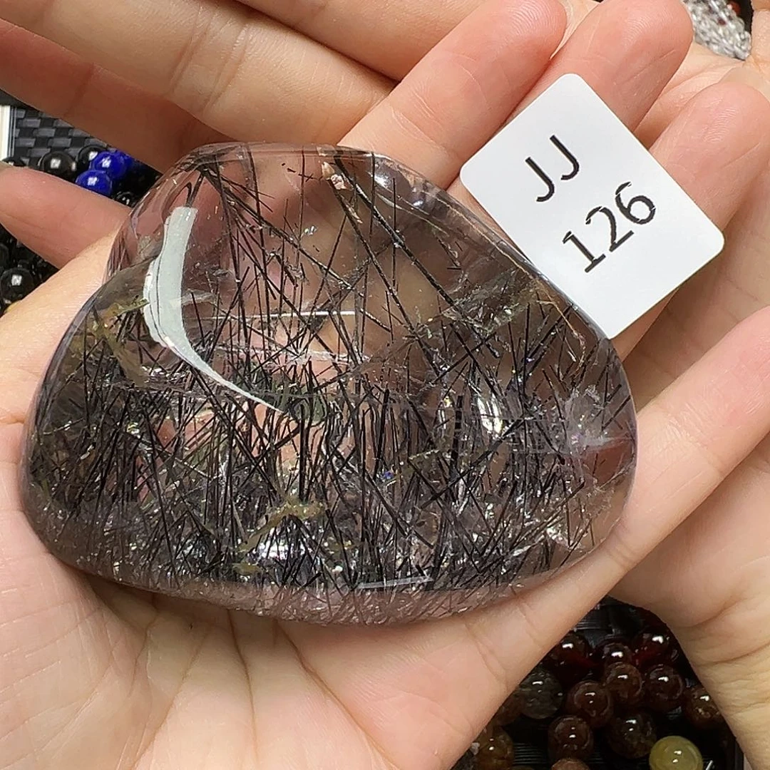 合成水晶未镶嵌黑发晶原石