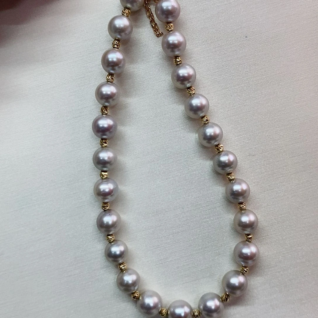 18K金镶嵌手串海水珍珠5.5-6