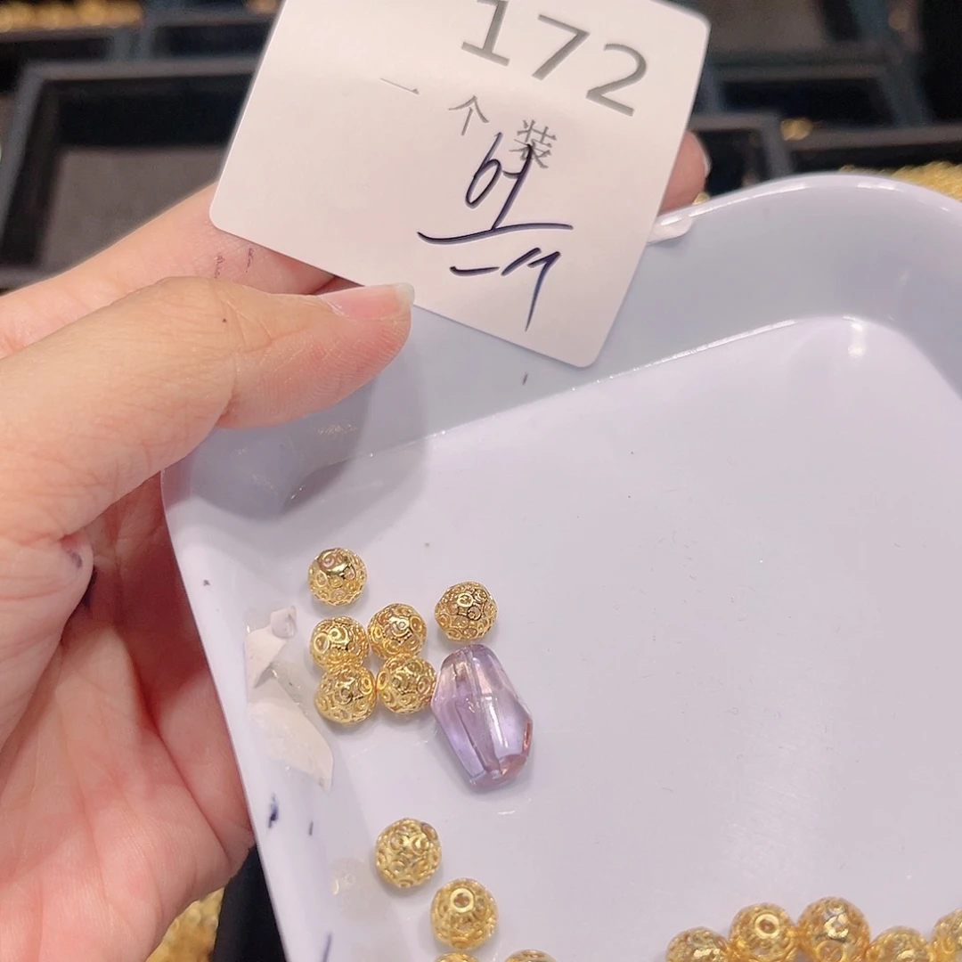 紫晶珠宝半成品银S925镀金镶嵌172