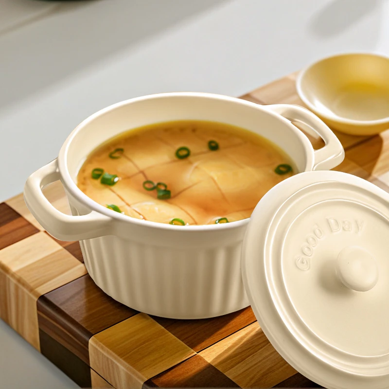 陶瓷炖盅隔水炖家用带盖小瓦罐煲煨汤罐一2人份蒸菜鸡蛋羹专用碗
