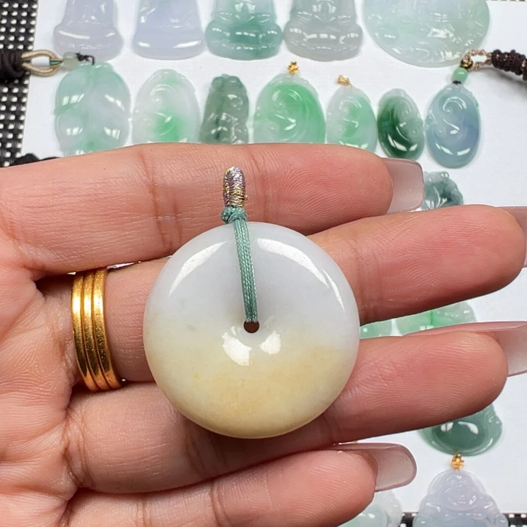 翡翠未镶嵌颈饰黄翡平安扣