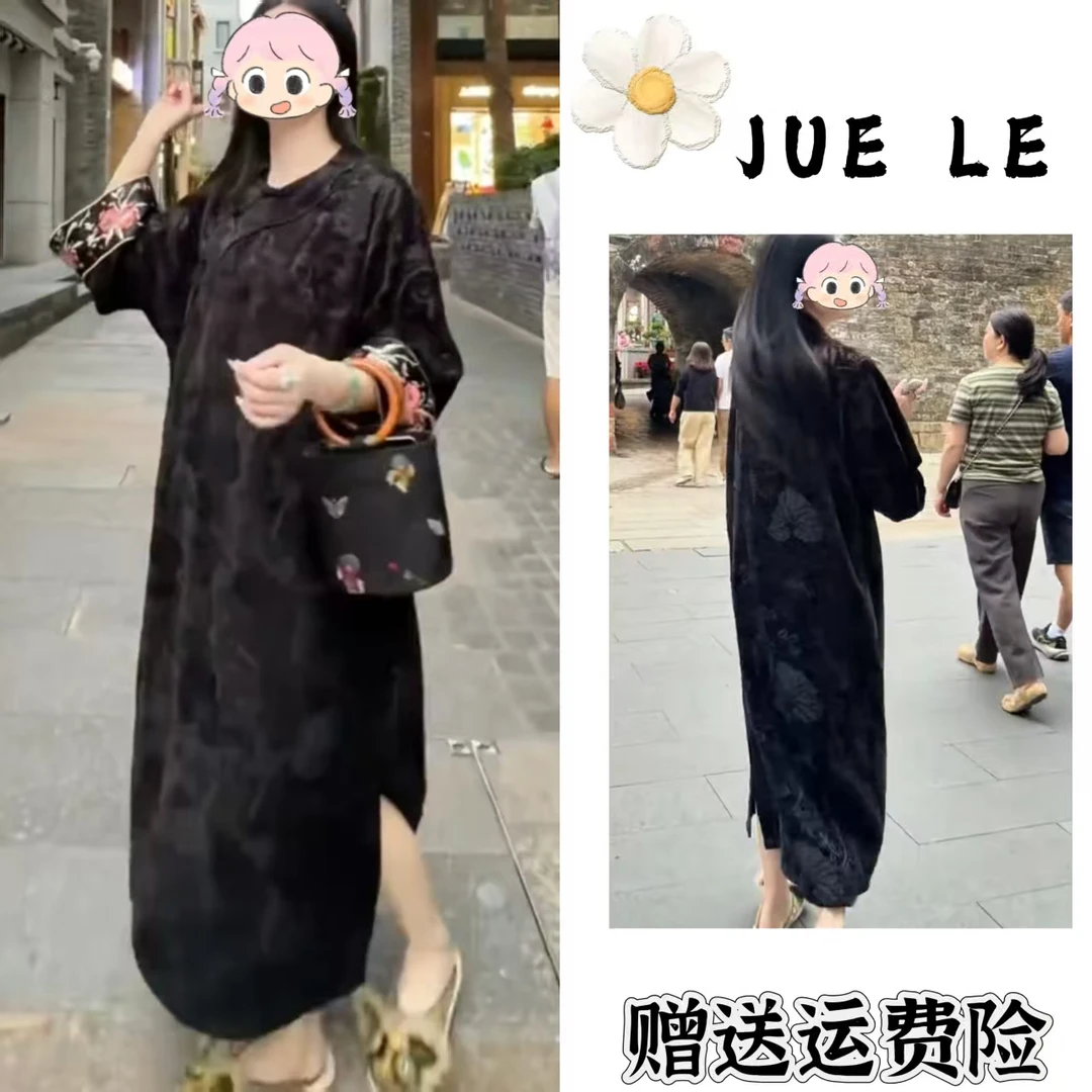 2025秋冬季新款新中式时尚洋气复古中国风气质连衣裙L12206