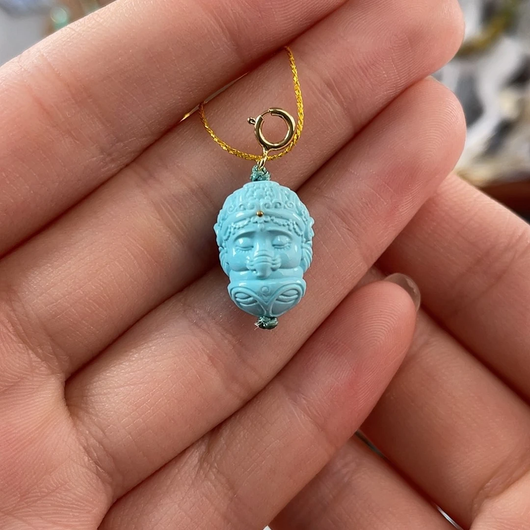 绿松石未镶嵌珠宝半成品象宝宝11.7+