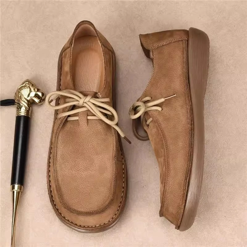 EAEOVNI潮牌新款男鞋复古时尚低帮圆头平跟软底休闲百搭单鞋