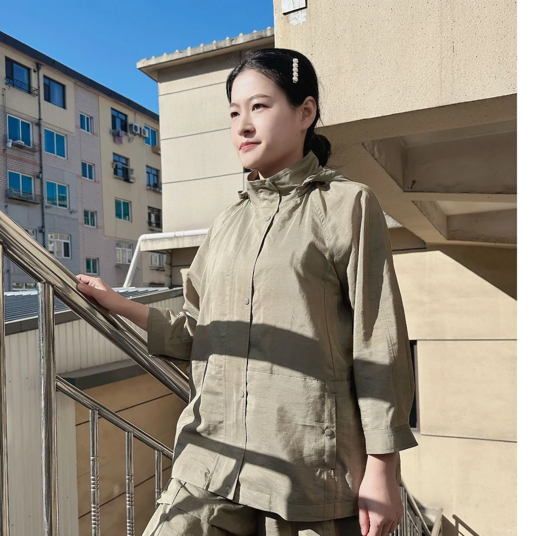 JW-【轻奢连帽风衣夹克】女士柞蚕丝外套2025夏季新款长袖设计师