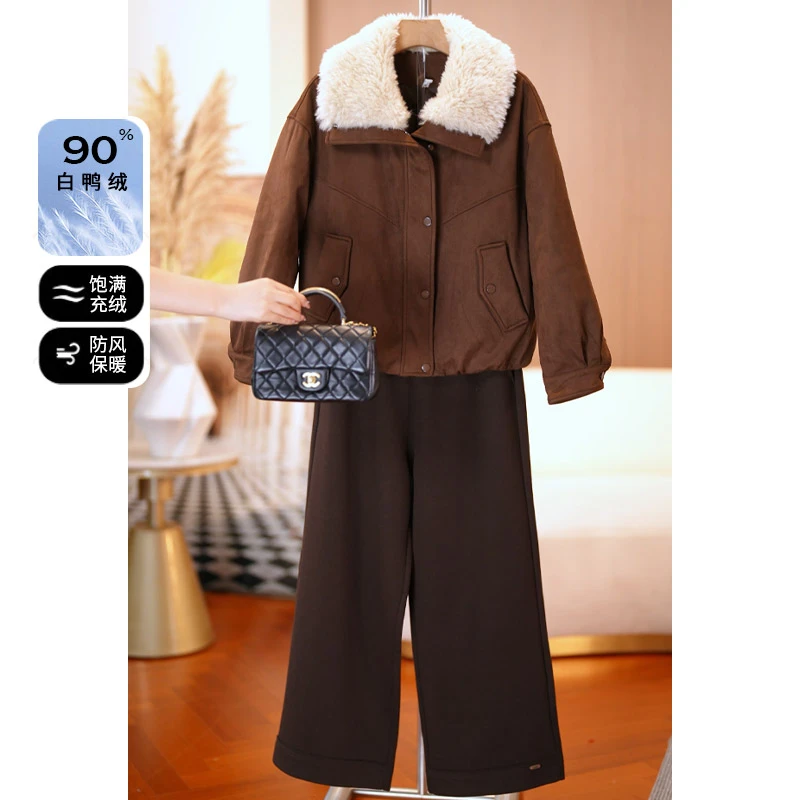 妈妈冬90白鸭绒中长款翻领羽绒服外套年轻2025新款洋气中老年女装