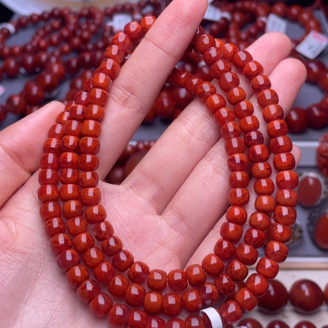 南红玛瑙未镶嵌其他6mm精品瓦西妖孽火焰纹老型佛珠