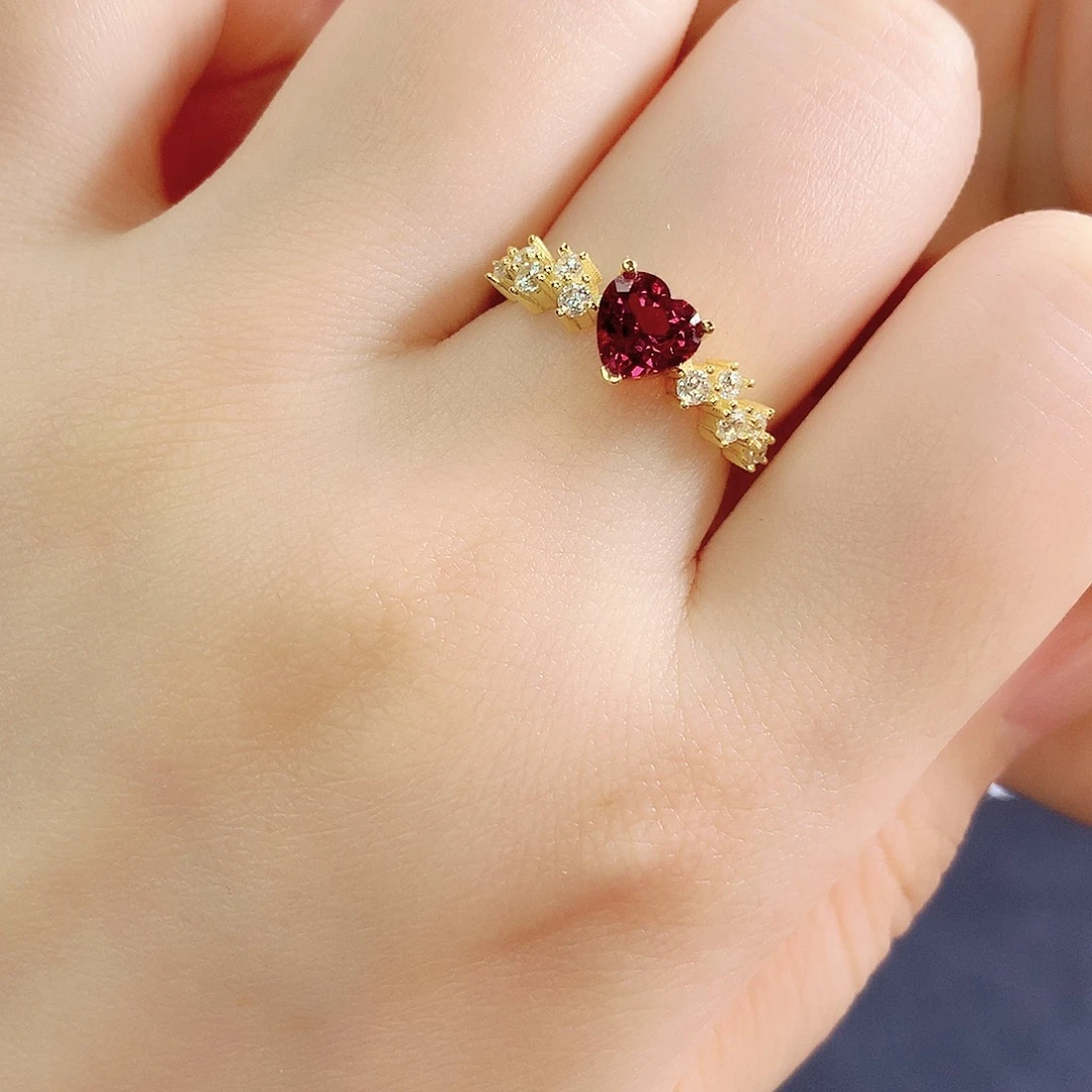 戒指石榴石银S925镶嵌07-4