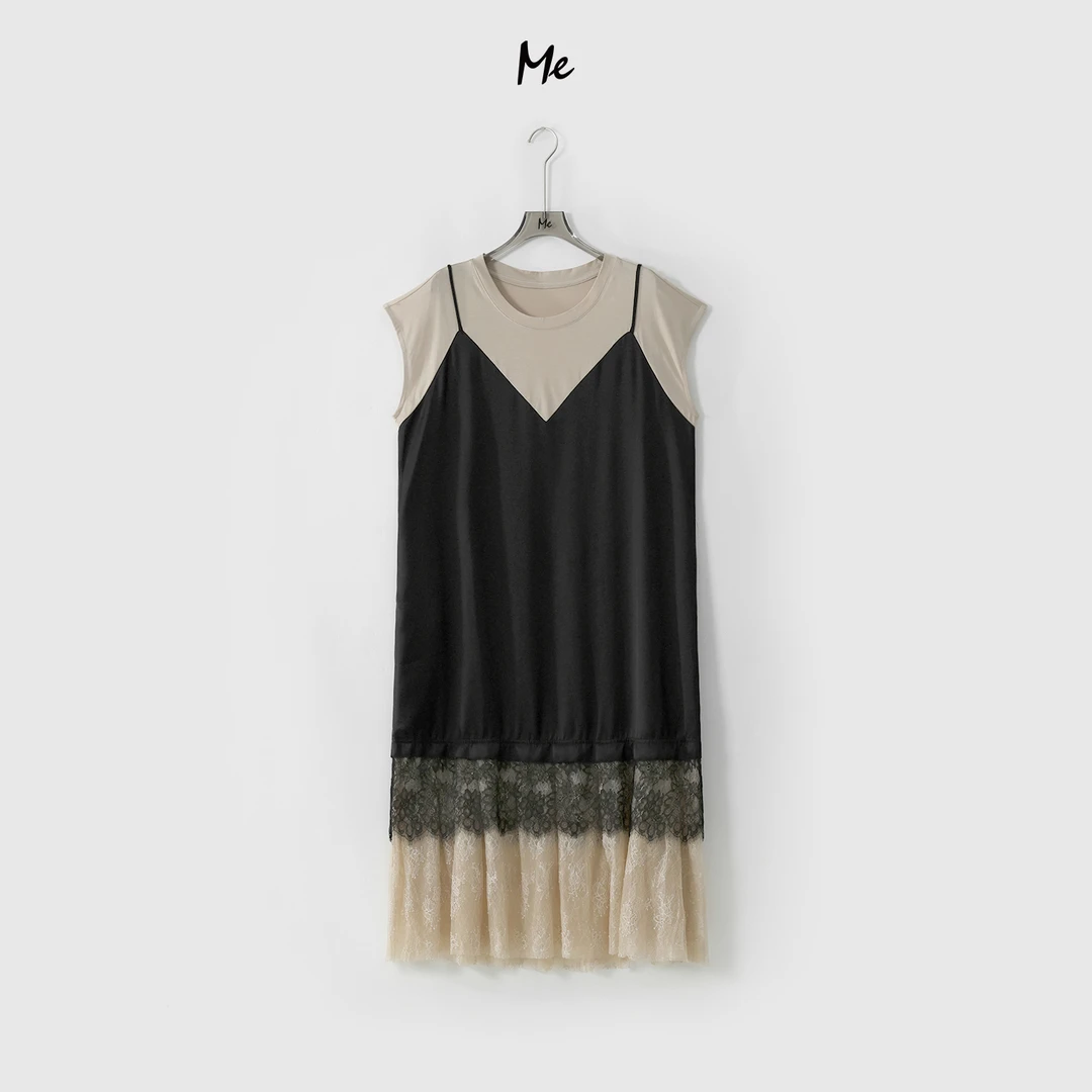 ME【醋酸肉桂黑芭蕾裙】松弛透气重工蕾丝显瘦时尚连衣裙MESS5233