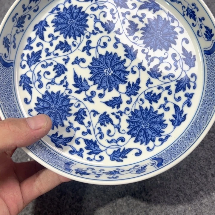 瓷片白青花缠枝莲大壶承微瑕
