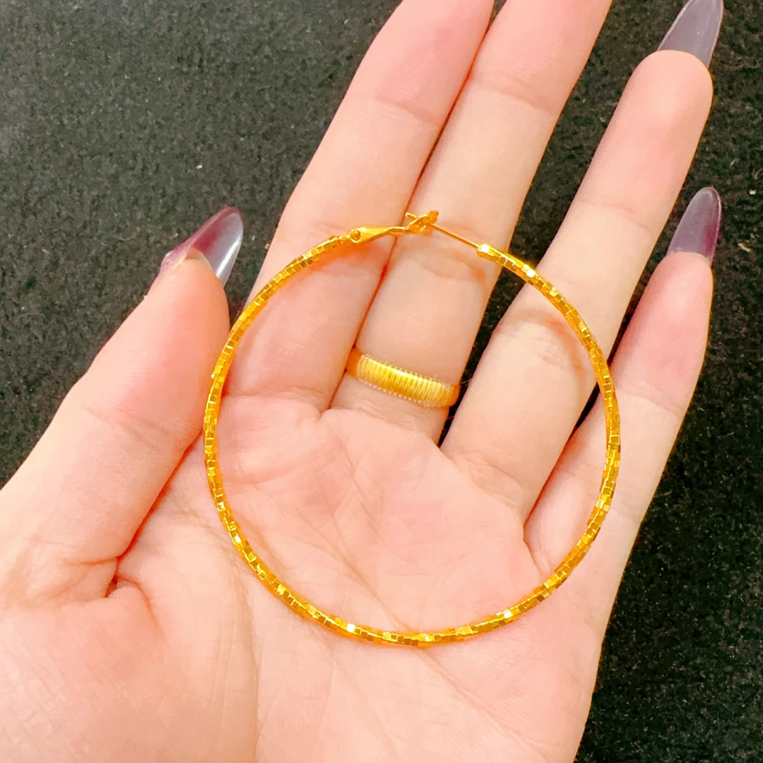 铜合金耳饰 方糖大耳圈