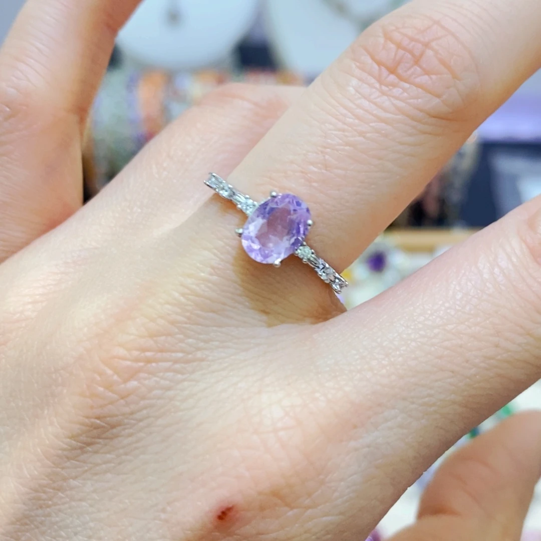 紫晶戒指银S925镶嵌戒指