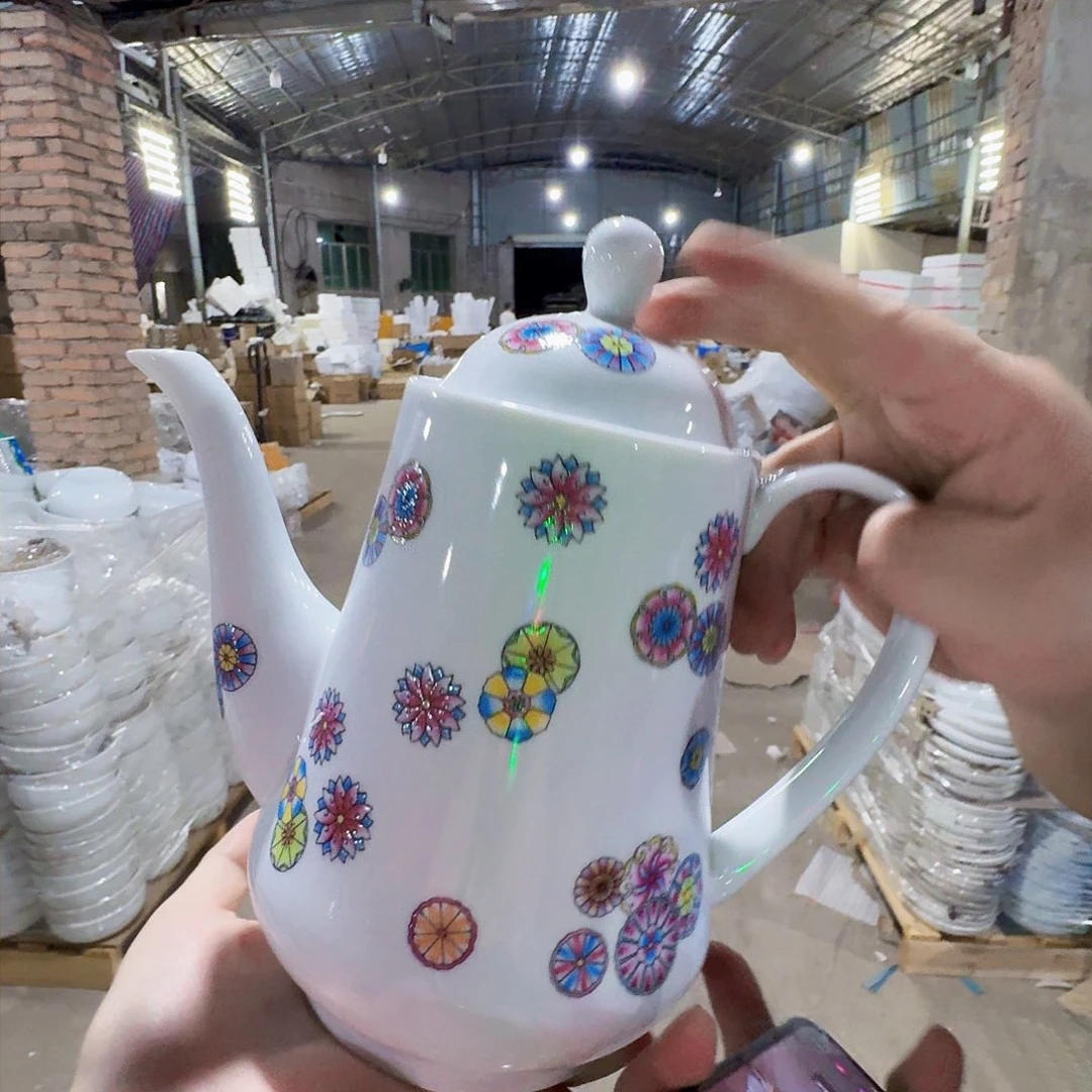 瓷片景德镇陶瓷皮球花大水壶
