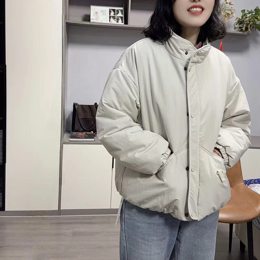 兰薰纯色立领加厚简约棉服外套冬季新款时尚百搭休闲保暖女1309