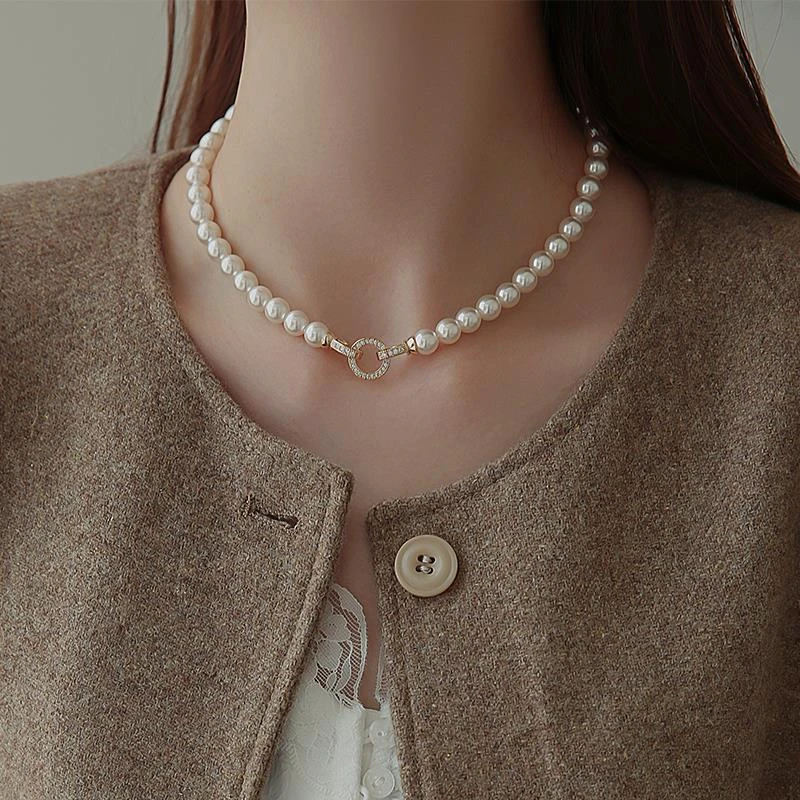 CIOEM KOUIM 铜合金吊坠 施家珍珠项链女轻奢小众高级百搭锁骨链