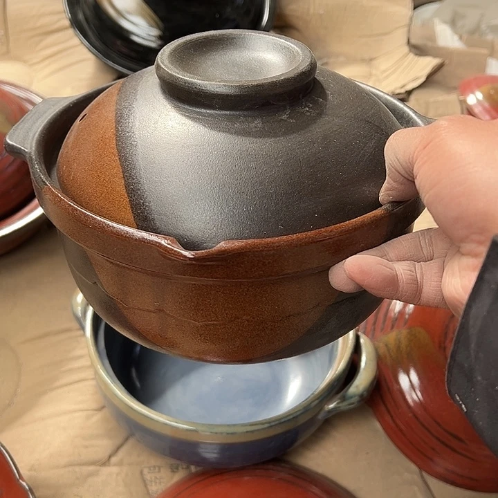 瓷五厂天然矿原料土锅20x9cm