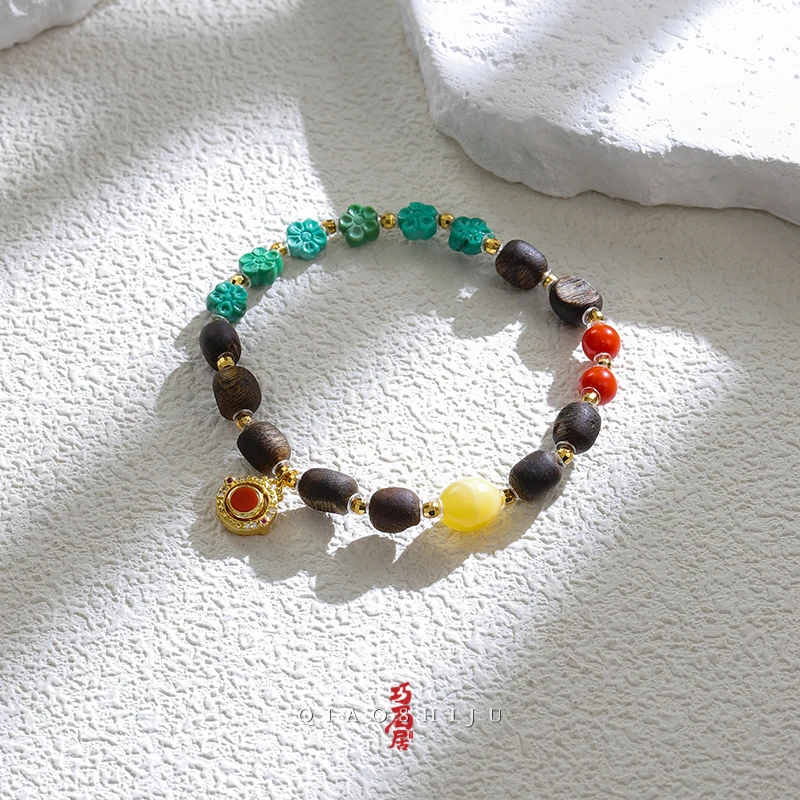 巧石居欧若风绿松石沉香款单圈手串（一条 多样性发货）