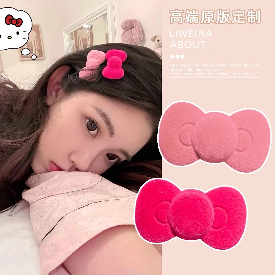 甜美粉色可爱蝴蝶结发夹女侧边刘海夹鸭嘴夹少女儿童发卡头饰发饰