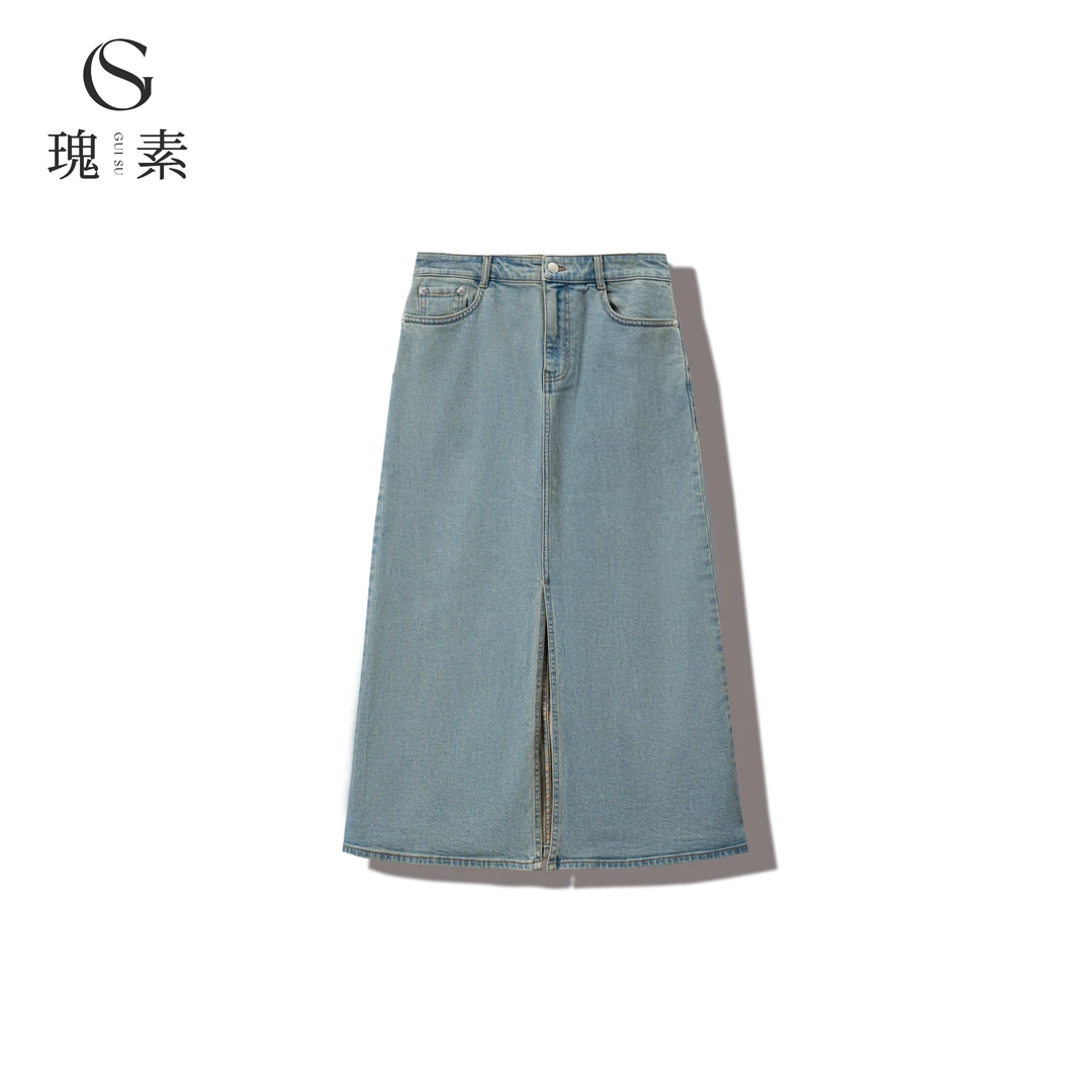 【素姐高定】浅蓝色弹力牛仔裙SYH102811