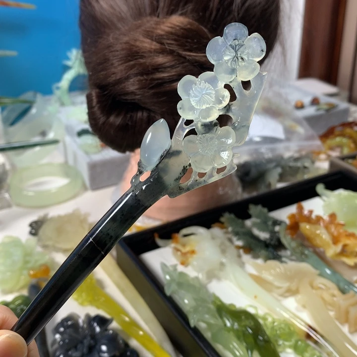 未镶嵌蛇纹石玉发簪༄****