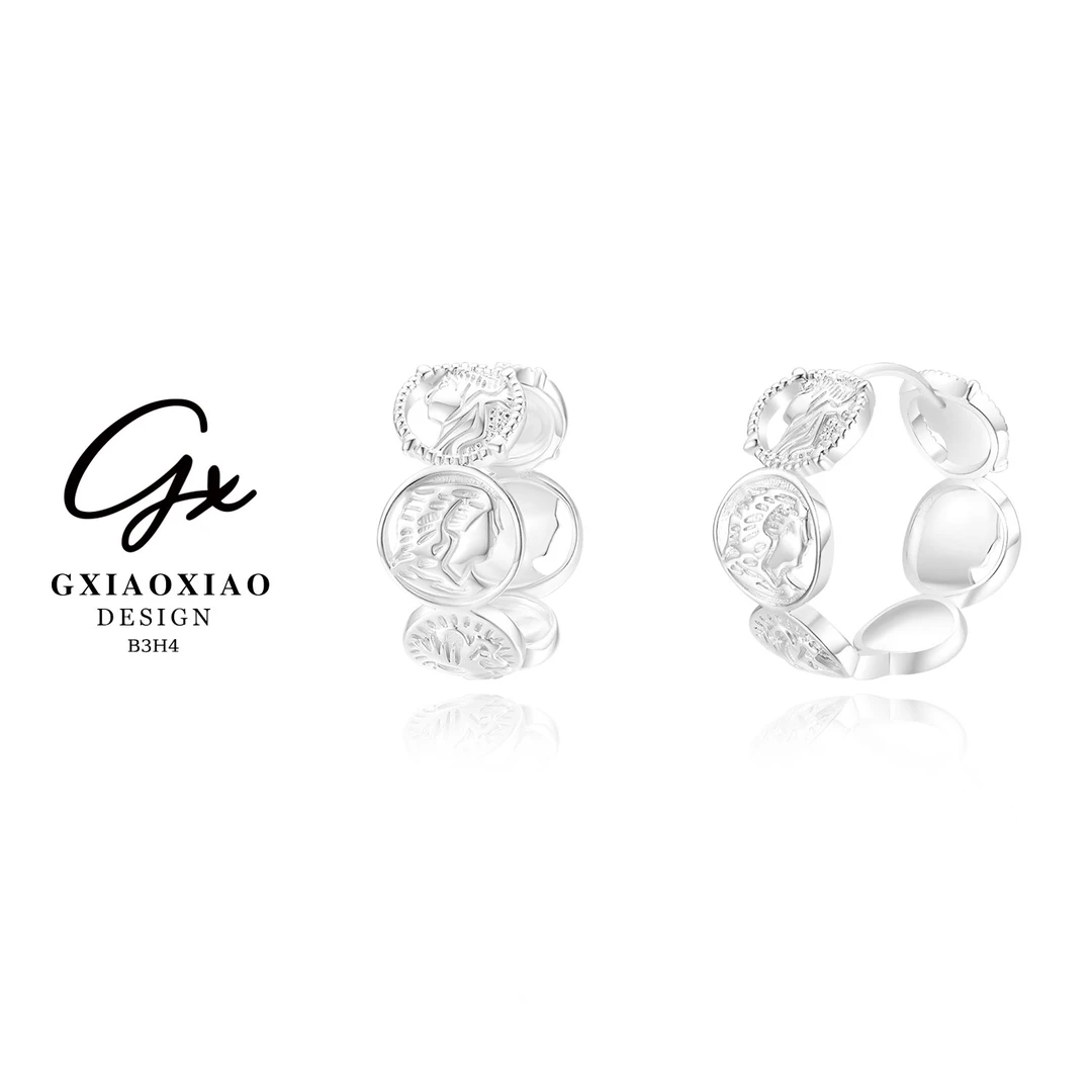 铜合金耳饰 GXX 【空镜之地】高级感复古轻奢圆形耳环 B3H4