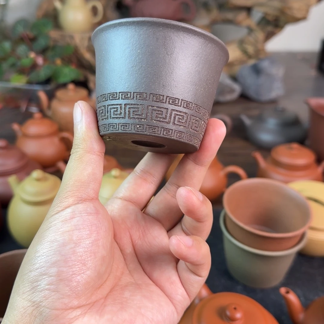 紫砂茶壶紫砂杯子 回纹 天青泥