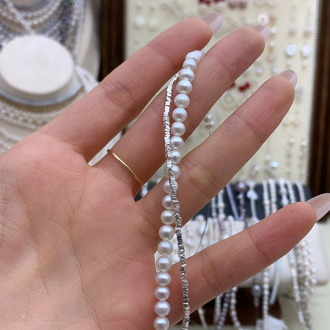 淡水珍珠耳饰银S925镶嵌