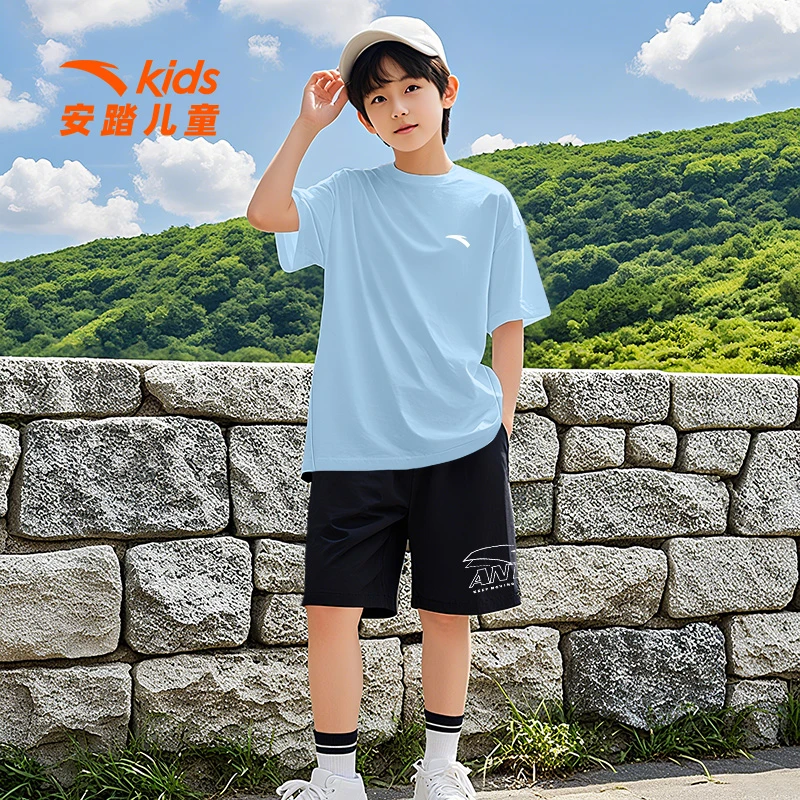 安踏儿童套装男童夏季新款短袖短裤小学生跑步透气运动速干两件套