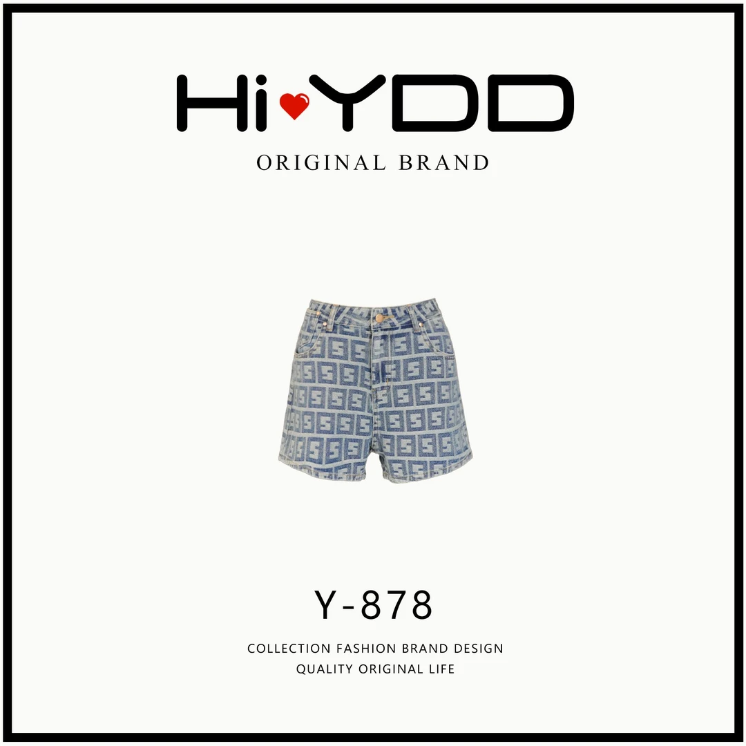 YDD•「Y-878」新款满花修身复古中高腰休闲牛仔短裤NZ-003