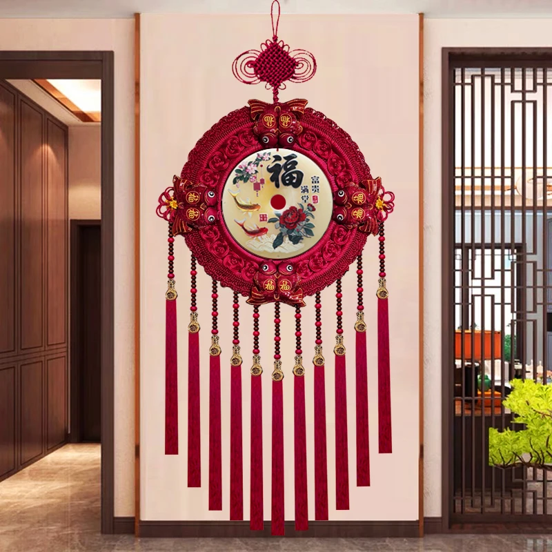 故宫红F【故宫红-羊脂平安扣】中国结挂件客厅玄关新年家居 M38Y-P