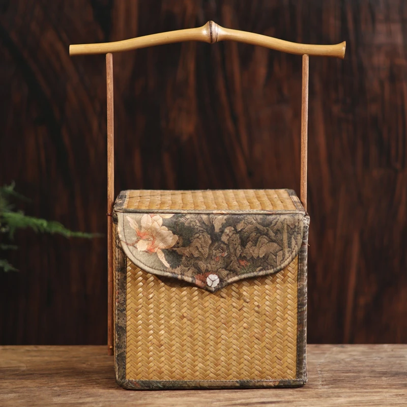 【直播专属】缎面印花官帽竹席正方七饼桶21*19总高40（DM92-1）