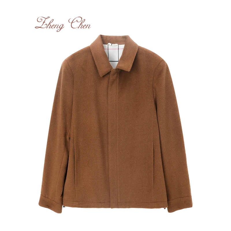 （高端黑标）骆马毛大衣短款外套翻领 Y-K95622