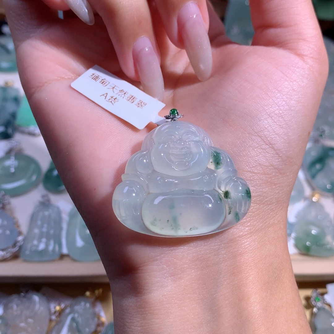 翡翠吊坠(不含链)18K金镶嵌