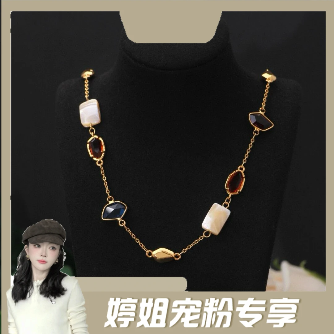 铜合金项链 复古港风多巴胺不规则白色田园风百搭气质项链