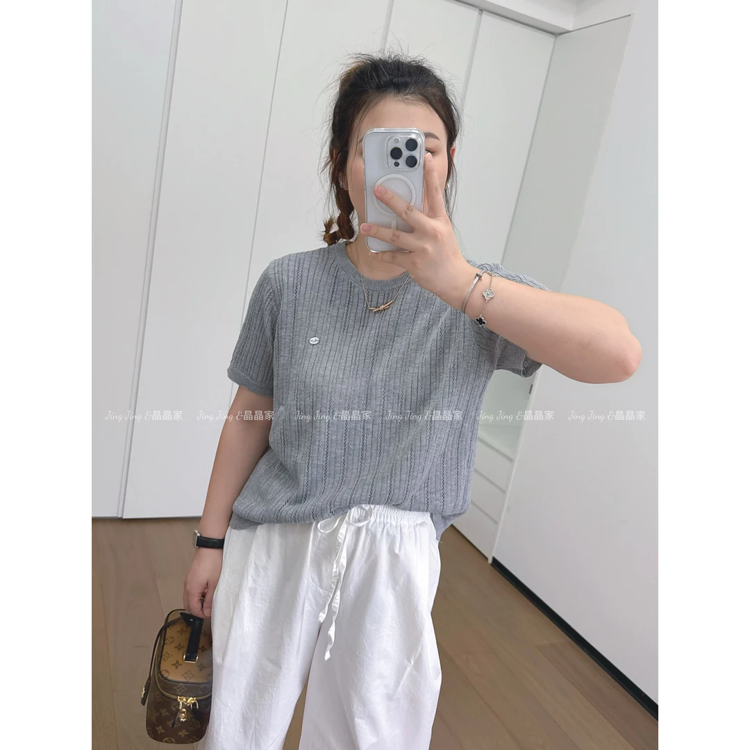 【镂空冰麻针织】设计感百搭夏季宽松条纹气质休闲不规则针织衫